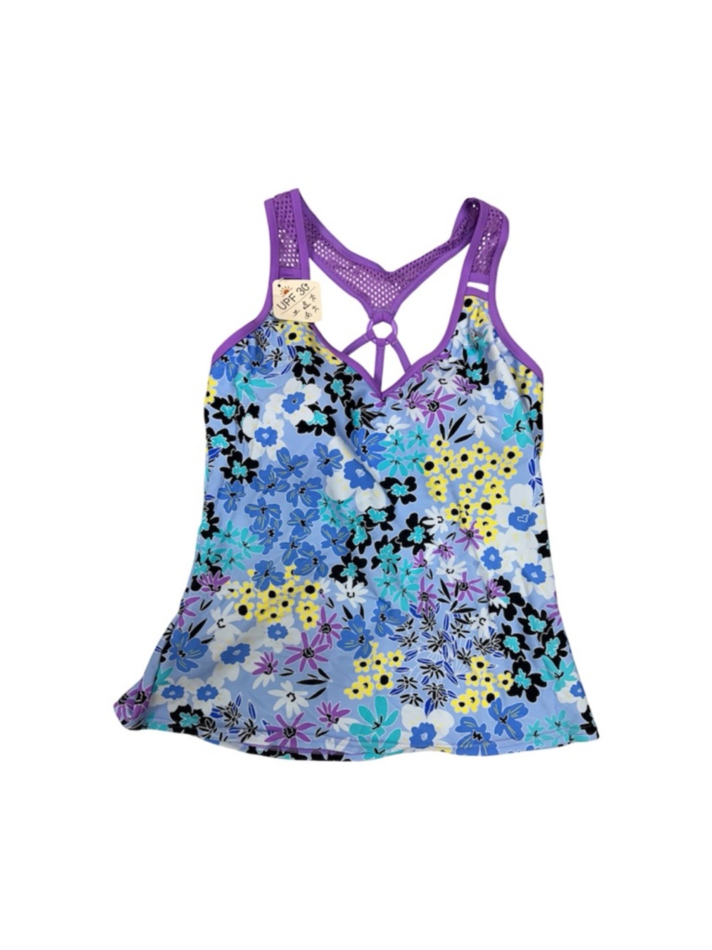ZeroXposur Lavender‎ Trim Floral Tankini Top
